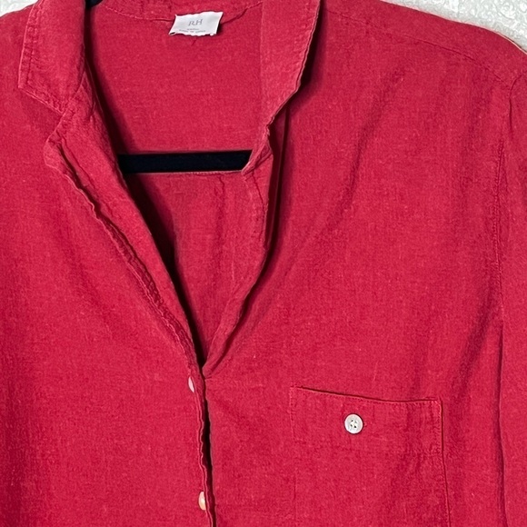RH Cashmere Blend Red Button Down Shirt Sz Small - Picture 2 of 7